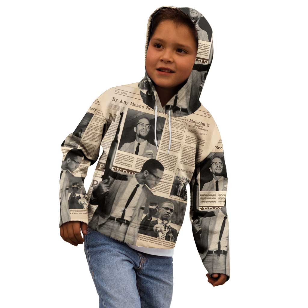 Malcolm X Kid Hoodie Vintage Newspaper Print Style - Wonder Print Shop