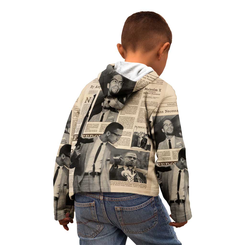 Malcolm X Kid Hoodie Vintage Newspaper Print Style - Wonder Print Shop