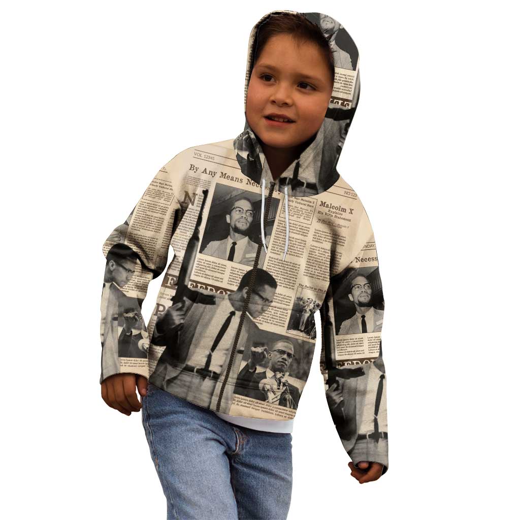Malcolm X Kid Hoodie Vintage Newspaper Print Style - Wonder Print Shop