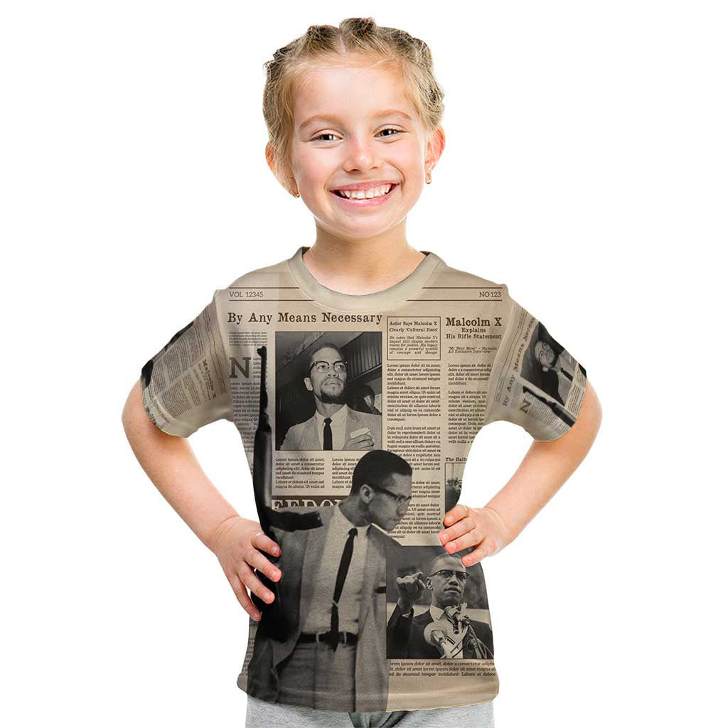 Malcolm X Kid T Shirt Vintage Newspaper Print Style - Wonder Print Shop