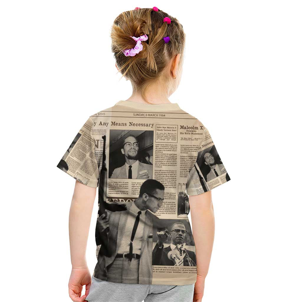 Malcolm X Kid T Shirt Vintage Newspaper Print Style - Wonder Print Shop