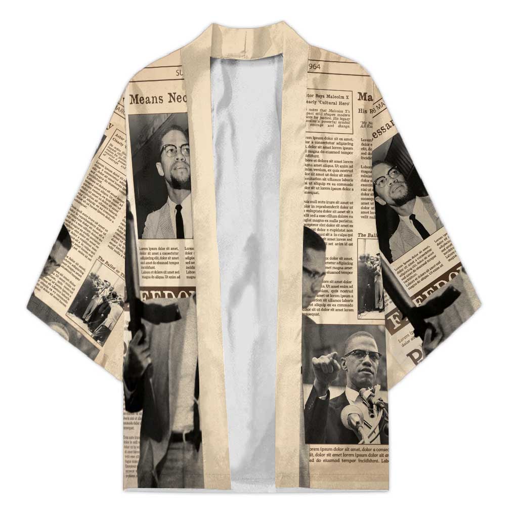 Malcolm X Kimono Vintage Newspaper Print Style - Wonder Print Shop