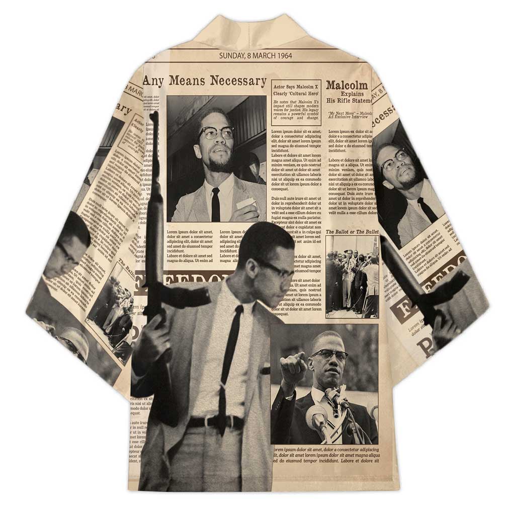 Malcolm X Kimono Vintage Newspaper Print Style - Wonder Print Shop