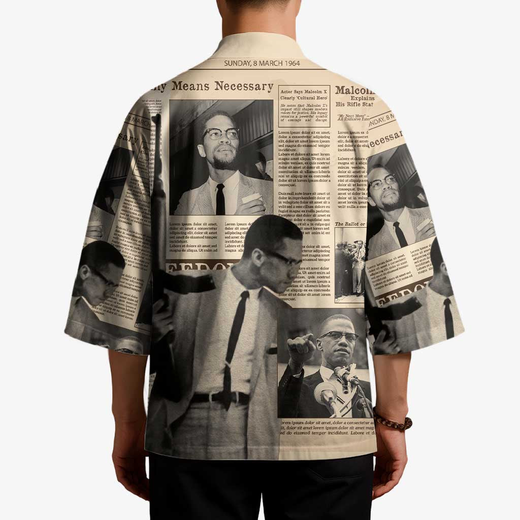 Malcolm X Kimono Vintage Newspaper Print Style - Wonder Print Shop