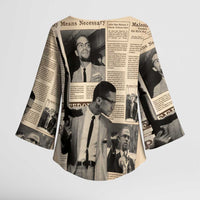 Malcolm X Kimono Sleeve Blouse Vintage Newspaper Print Style - Wonder Print Shop