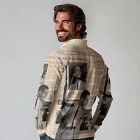 Malcolm X Long Sleeve Polo Shirt Vintage Newspaper Print Style - Wonder Print Shop