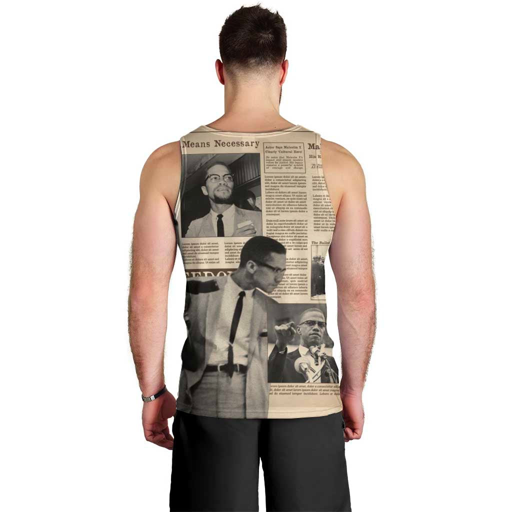 Malcolm X Men Tank Top Vintage Newspaper Print Style - Wonder Print Shop
