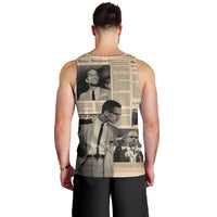 Malcolm X Men Tank Top Vintage Newspaper Print Style - Wonder Print Shop
