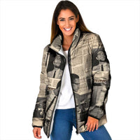 Malcolm X Padded Jacket Vintage Newspaper Print Style - Wonder Print Shop