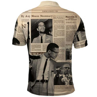 Malcolm X Polo Shirt Vintage Newspaper Print Style - Wonder Print Shop