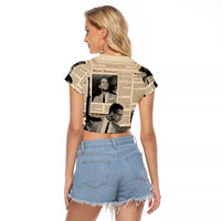 Malcolm X Raglan Cropped T Shirt Vintage Newspaper Print Style - Wonder Print Shop