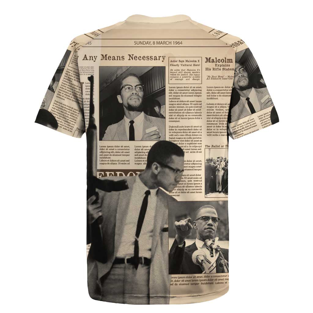Malcolm X Rugby Jersey Vintage Newspaper Print Style - Wonder Print Shop