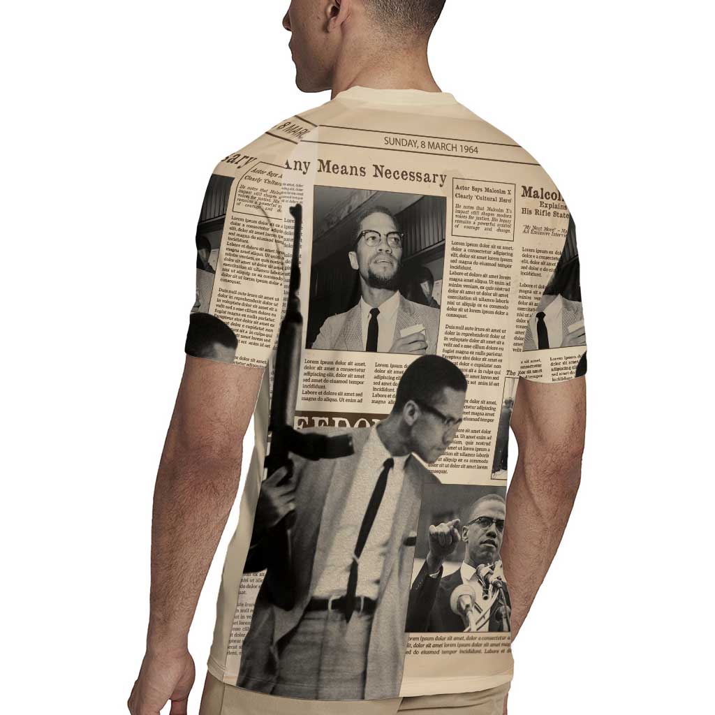 Malcolm X Rugby Jersey Vintage Newspaper Print Style - Wonder Print Shop
