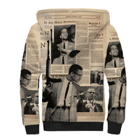 Malcolm X Sherpa Hoodie Vintage Newspaper Print Style - Wonder Print Shop