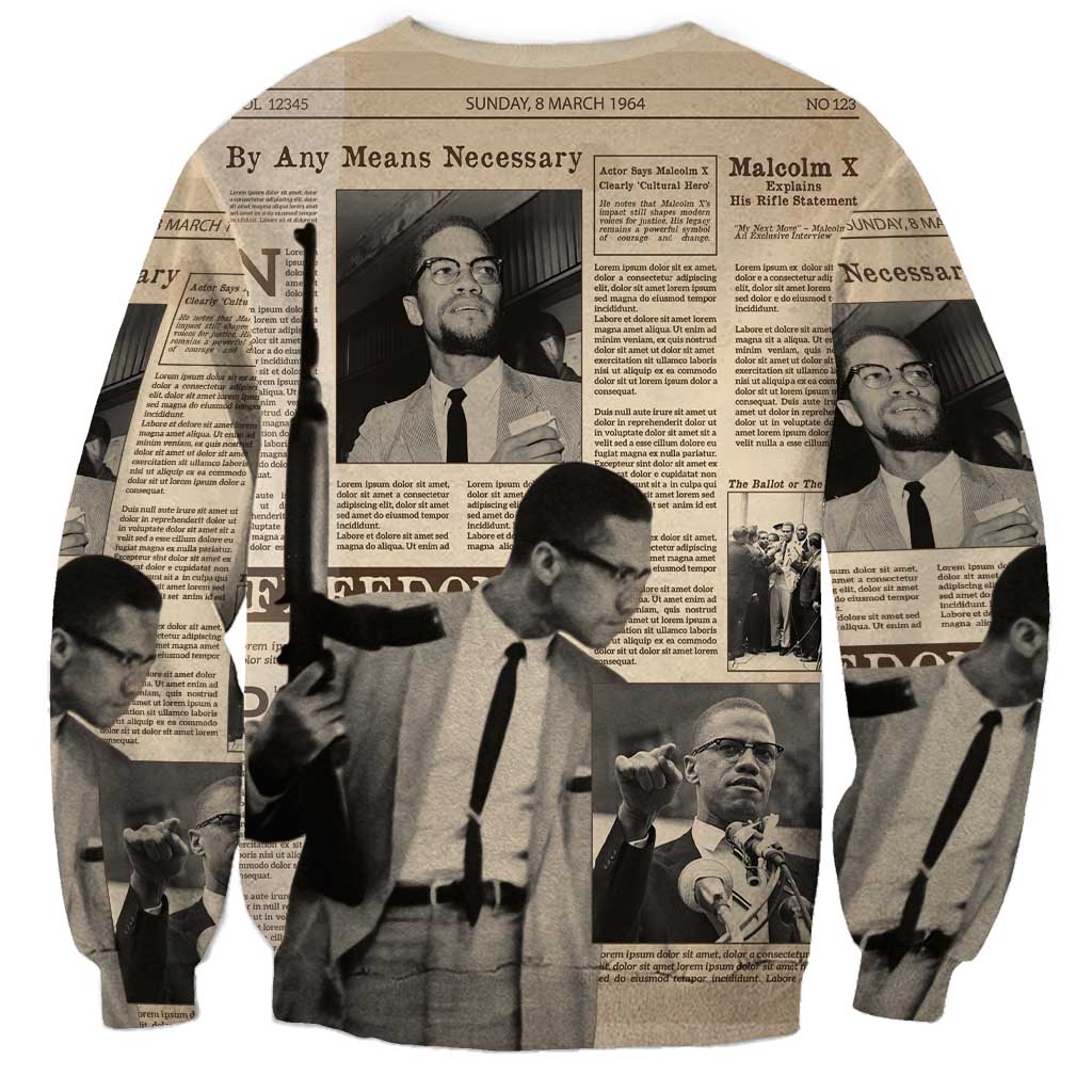 Malcolm X Sweatshirt Vintage Newspaper Print Style - Wonder Print Shop