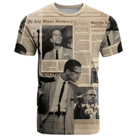 Malcolm X T Shirt Vintage Newspaper Print Style - Wonder Print Shop