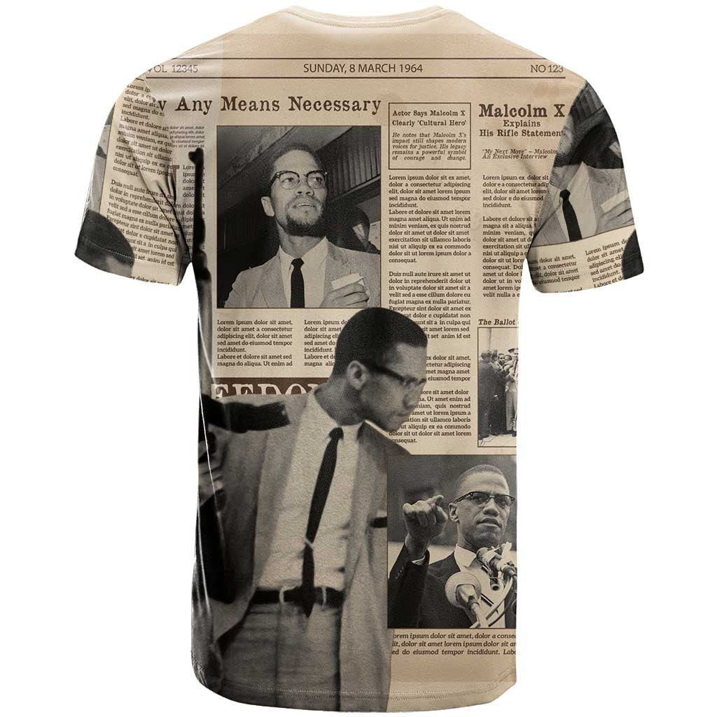 Malcolm X T Shirt Vintage Newspaper Print Style - Wonder Print Shop