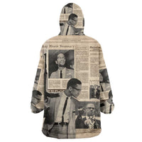 Malcolm X Wearable Blanket Hoodie Vintage Newspaper Print Style - Wonder Print Shop