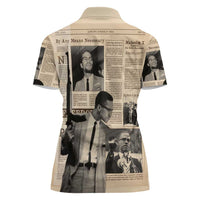 Malcolm X Women Polo Shirt Vintage Newspaper Print Style - Wonder Print Shop