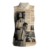 Malcolm X Women Sleeveless Polo Shirt Vintage Newspaper Print Style - Wonder Print Shop