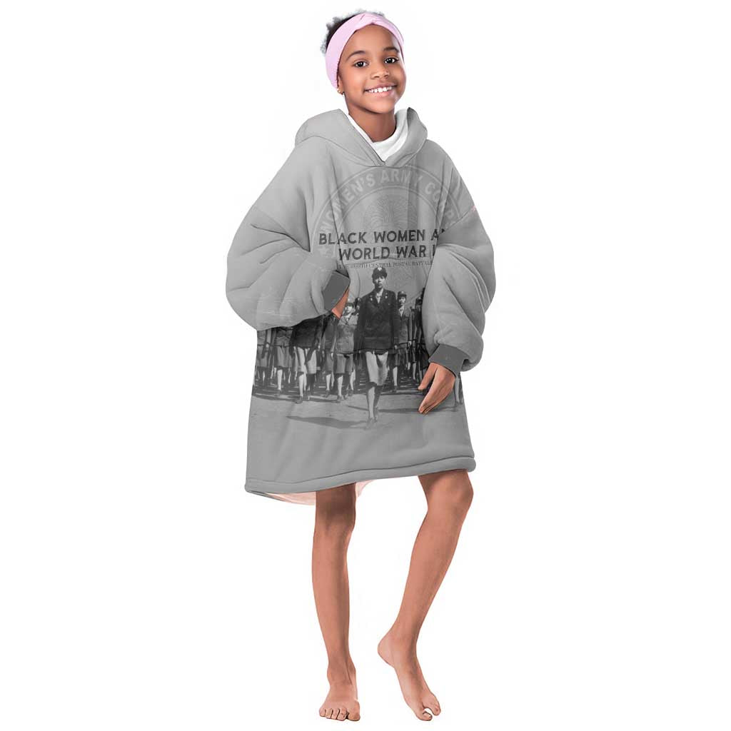 Black Women of World War II Kid Wearable Blanket Hoodie 6888th Central Postal Directory Battalion