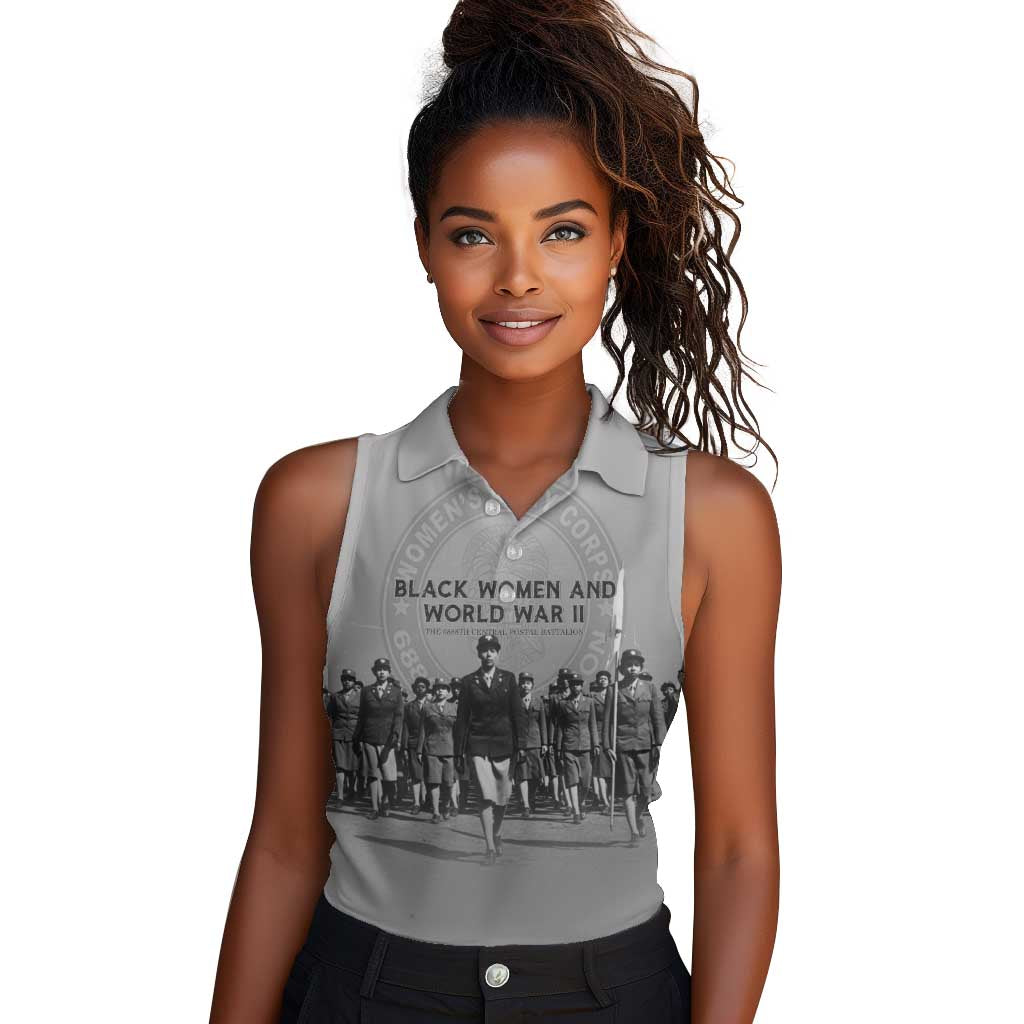 Black Women of World War II Women Sleeveless Polo Shirt 6888th Central Postal Directory Battalion
