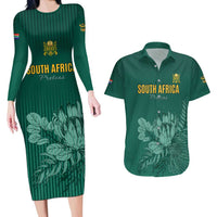 Custom South Africa Cricket Couples Matching Long Sleeve Bodycon Dress and Hawaiian Shirt Road To Champions