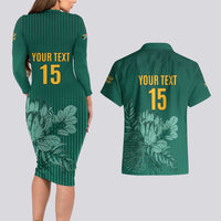 Custom South Africa Cricket Couples Matching Long Sleeve Bodycon Dress and Hawaiian Shirt Road To Champions
