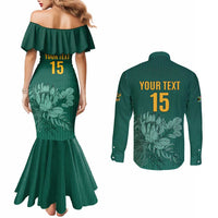 Custom South Africa Cricket Couples Matching Mermaid Dress and Long Sleeve Button Shirt Road To Champions