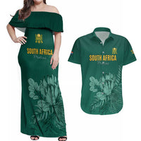Custom South Africa Cricket Couples Matching Off Shoulder Maxi Dress and Hawaiian Shirt Road To Champions