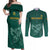Custom South Africa Cricket Couples Matching Off Shoulder Maxi Dress and Long Sleeve Button Shirt Road To Champions