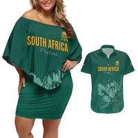 Custom South Africa Cricket Couples Matching Off Shoulder Short Dress and Hawaiian Shirt Road To Champions