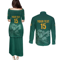 Custom South Africa Cricket Couples Matching Puletasi and Long Sleeve Button Shirt Road To Champions