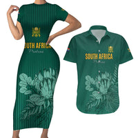 Custom South Africa Cricket Couples Matching Short Sleeve Bodycon Dress and Hawaiian Shirt Road To Champions