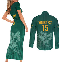 Custom South Africa Cricket Couples Matching Short Sleeve Bodycon Dress and Long Sleeve Button Shirt Road To Champions