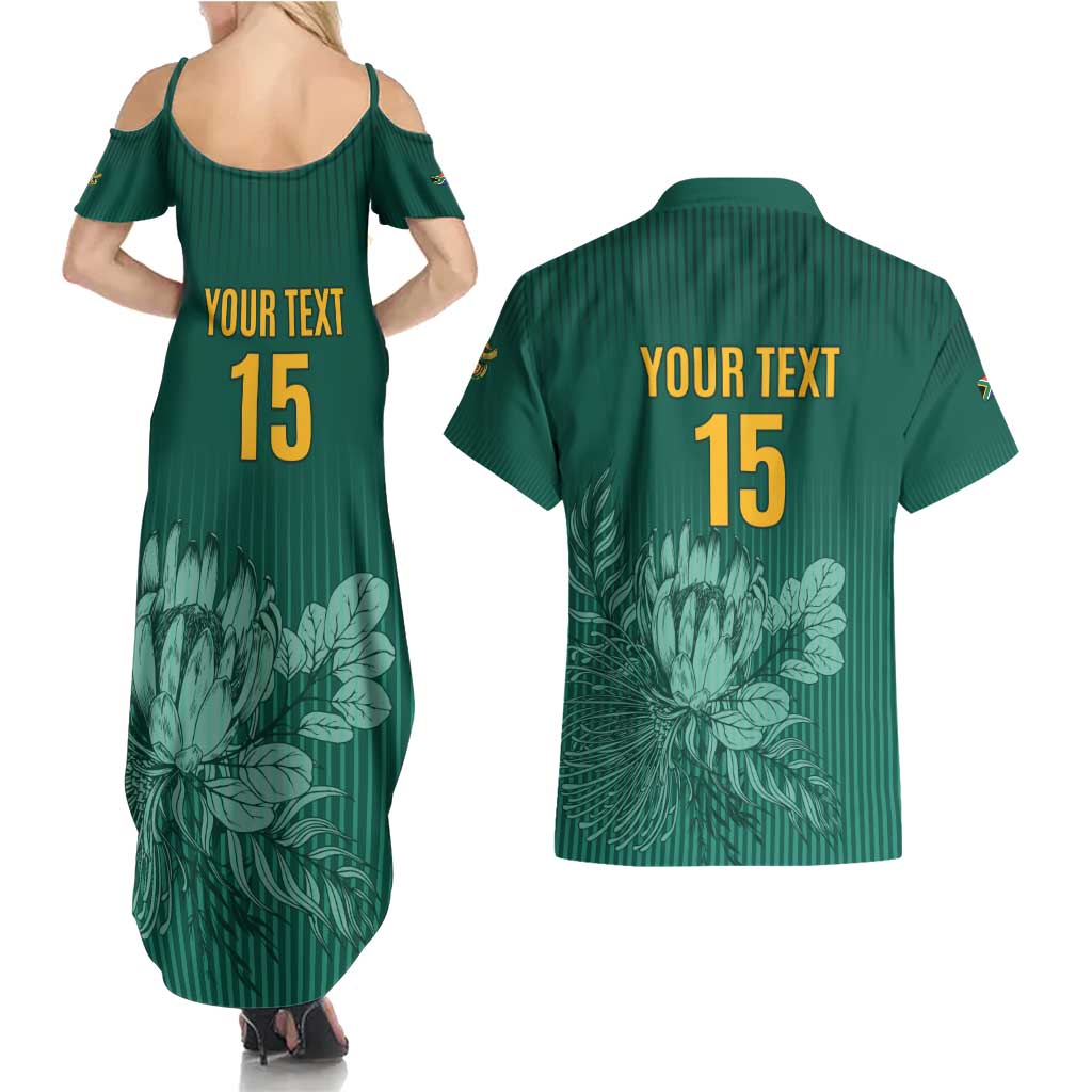 Custom South Africa Cricket Couples Matching Summer Maxi Dress and Hawaiian Shirt Road To Champions