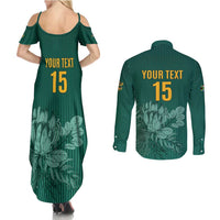 Custom South Africa Cricket Couples Matching Summer Maxi Dress and Long Sleeve Button Shirt Road To Champions