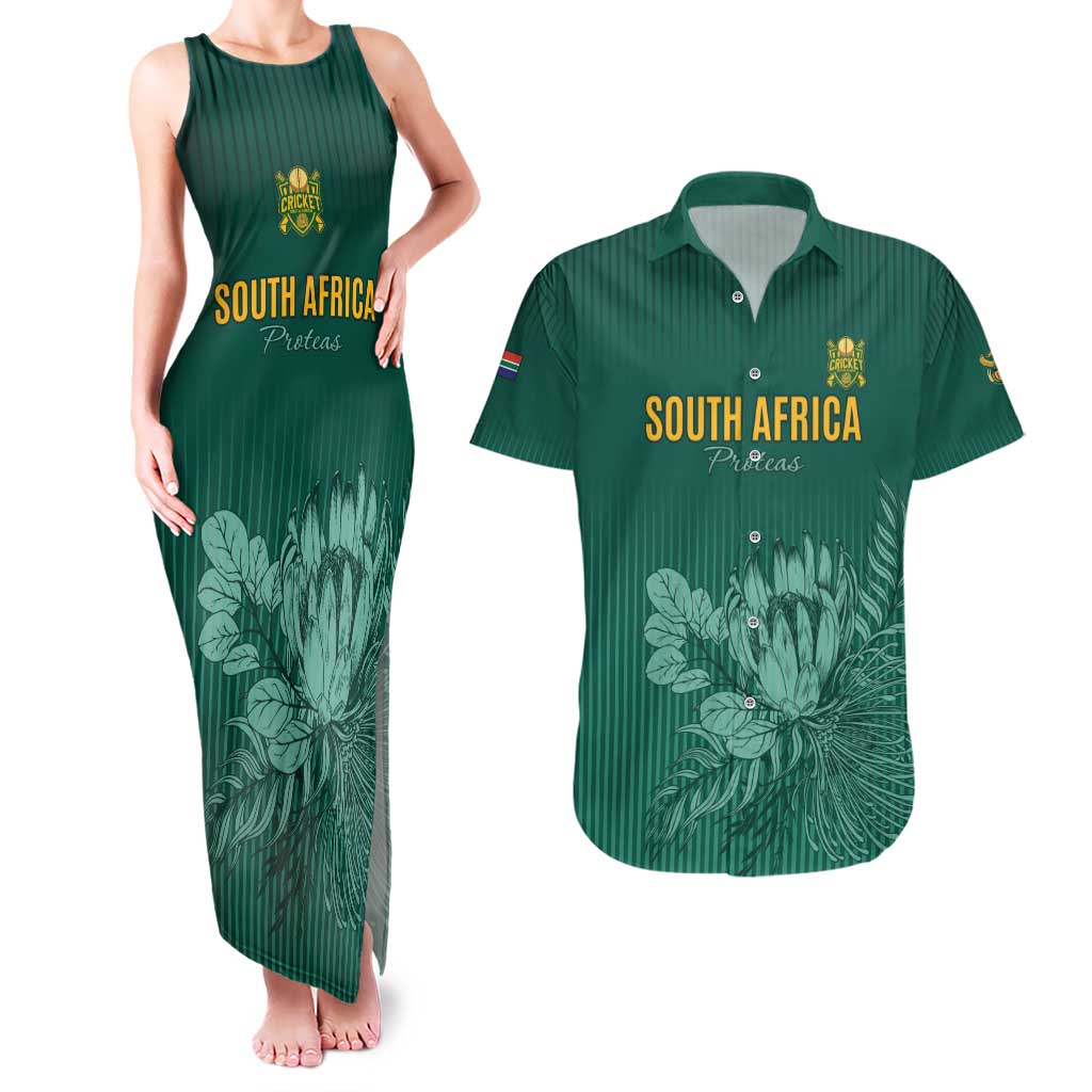 Custom South Africa Cricket Couples Matching Tank Maxi Dress and Hawaiian Shirt Road To Champions