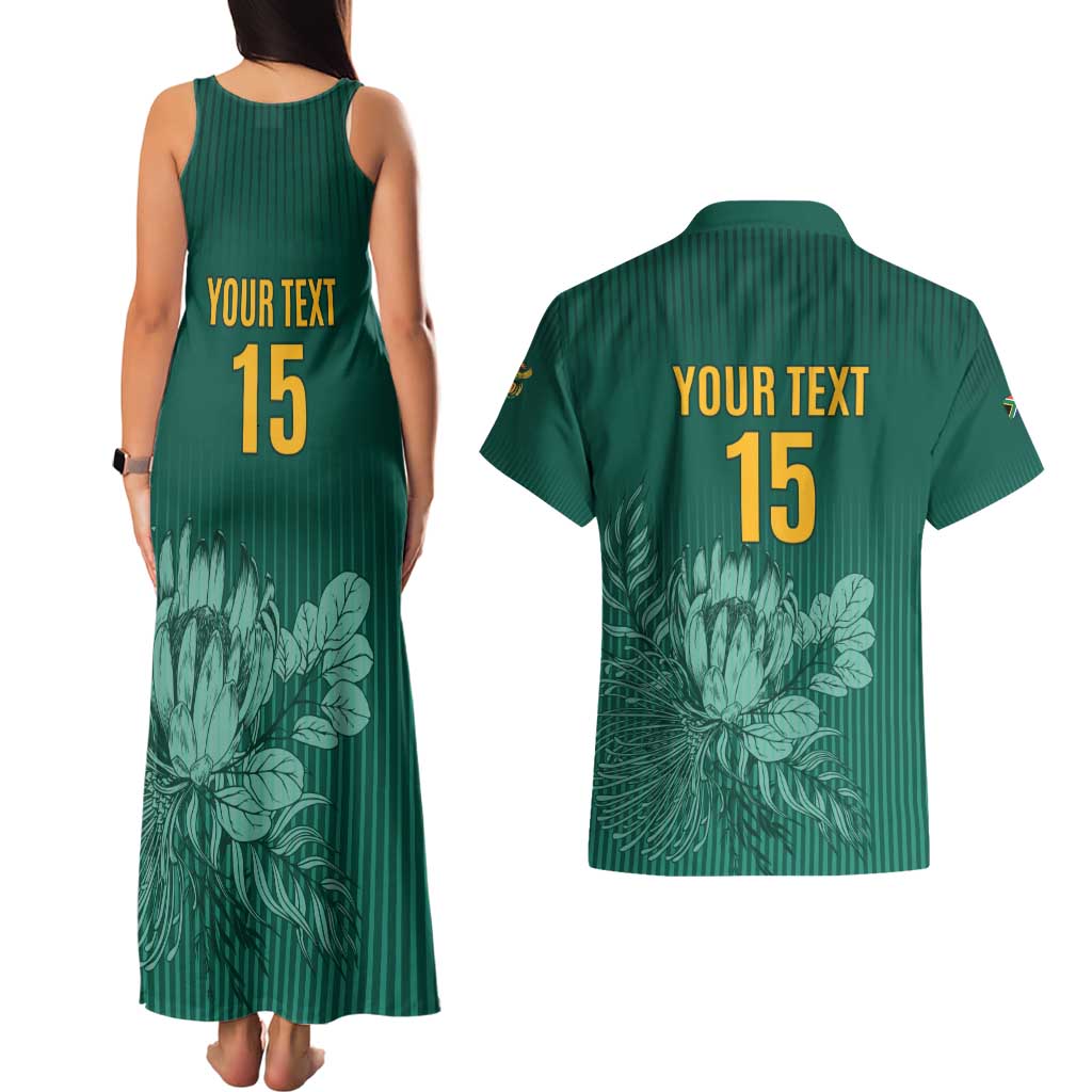 Custom South Africa Cricket Couples Matching Tank Maxi Dress and Hawaiian Shirt Road To Champions