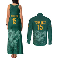 Custom South Africa Cricket Couples Matching Tank Maxi Dress and Long Sleeve Button Shirt Road To Champions