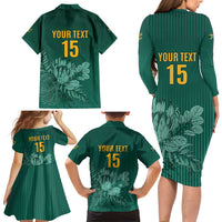 Custom South Africa Cricket Family Matching Long Sleeve Bodycon Dress and Hawaiian Shirt Road To Champions