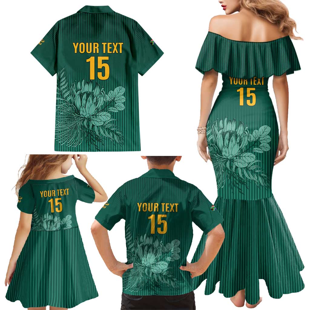 Custom South Africa Cricket Family Matching Mermaid Dress and Hawaiian Shirt Road To Champions