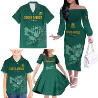 Custom South Africa Cricket Family Matching Off The Shoulder Long Sleeve Dress and Hawaiian Shirt Road To Champions