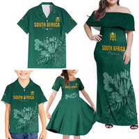Custom South Africa Cricket Family Matching Off Shoulder Maxi Dress and Hawaiian Shirt Road To Champions