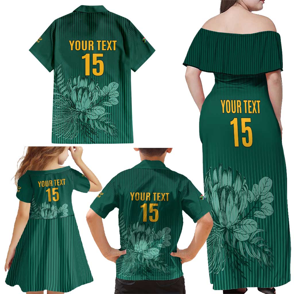 Custom South Africa Cricket Family Matching Off Shoulder Maxi Dress and Hawaiian Shirt Road To Champions