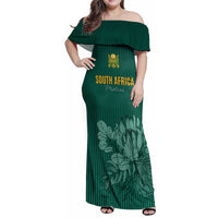 Custom South Africa Cricket Family Matching Off Shoulder Maxi Dress and Hawaiian Shirt Road To Champions