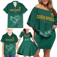 Custom South Africa Cricket Family Matching Off Shoulder Short Dress and Hawaiian Shirt Road To Champions