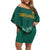 Custom South Africa Cricket Family Matching Off Shoulder Short Dress and Hawaiian Shirt Road To Champions
