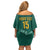 Custom South Africa Cricket Family Matching Off Shoulder Short Dress and Hawaiian Shirt Road To Champions