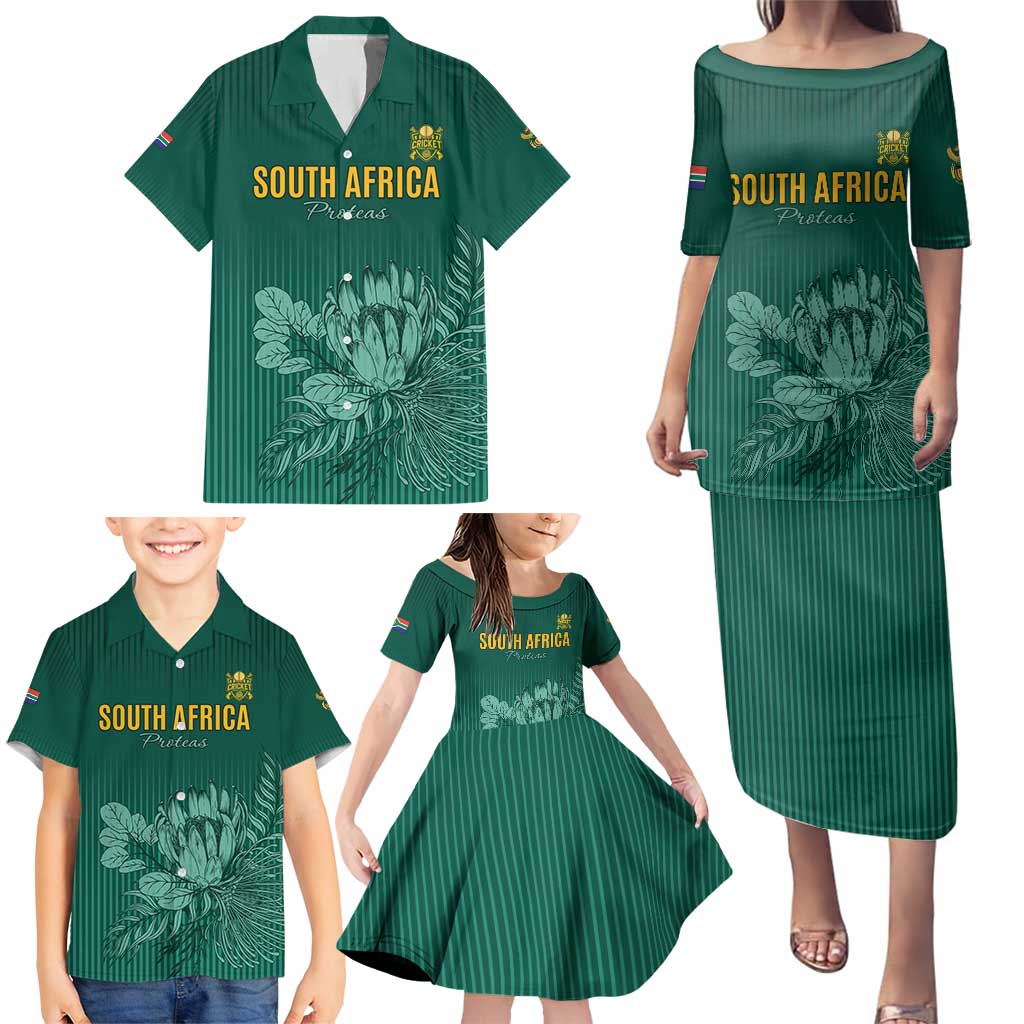 Custom South Africa Cricket Family Matching Puletasi and Hawaiian Shirt Road To Champions